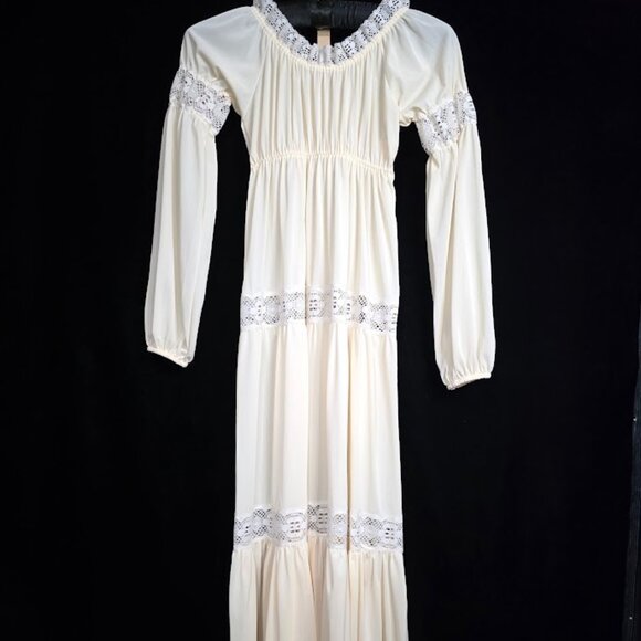 Vintage 70’s Sears Pale Yellow Maxi Nightgown Dress M (36) - Picture 8 of 11